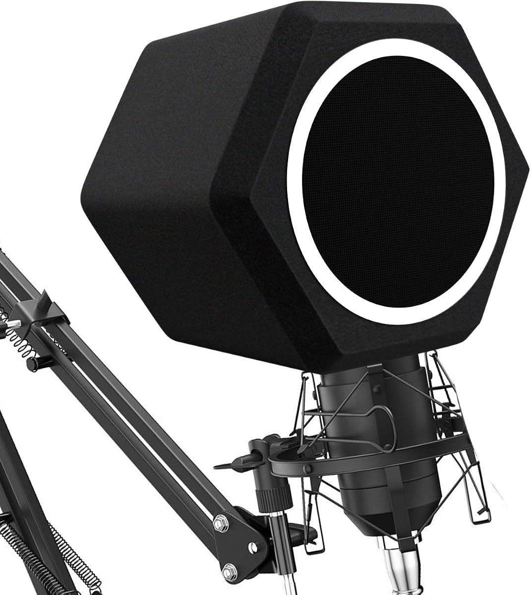Micrófono Protector contra el viento Filtro pop Bola de aislamiento de micrófono, filtro acústico para micrófono de estudios de grabación, diseño de sello de cinco lados de espuma absorbente de sonido para reducir eficazmente el ruido y los reflejos