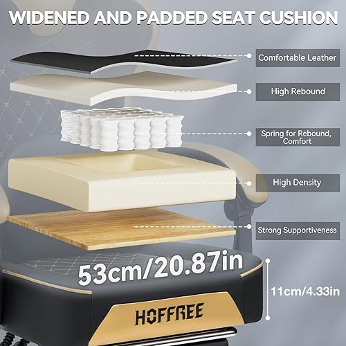 Miniatura 7 de HOFFREE Silla de juegos con altavoces, silla de juegos de computadora de masaje con cojín de resorte de bolsillo para adultos, silla reclinable con