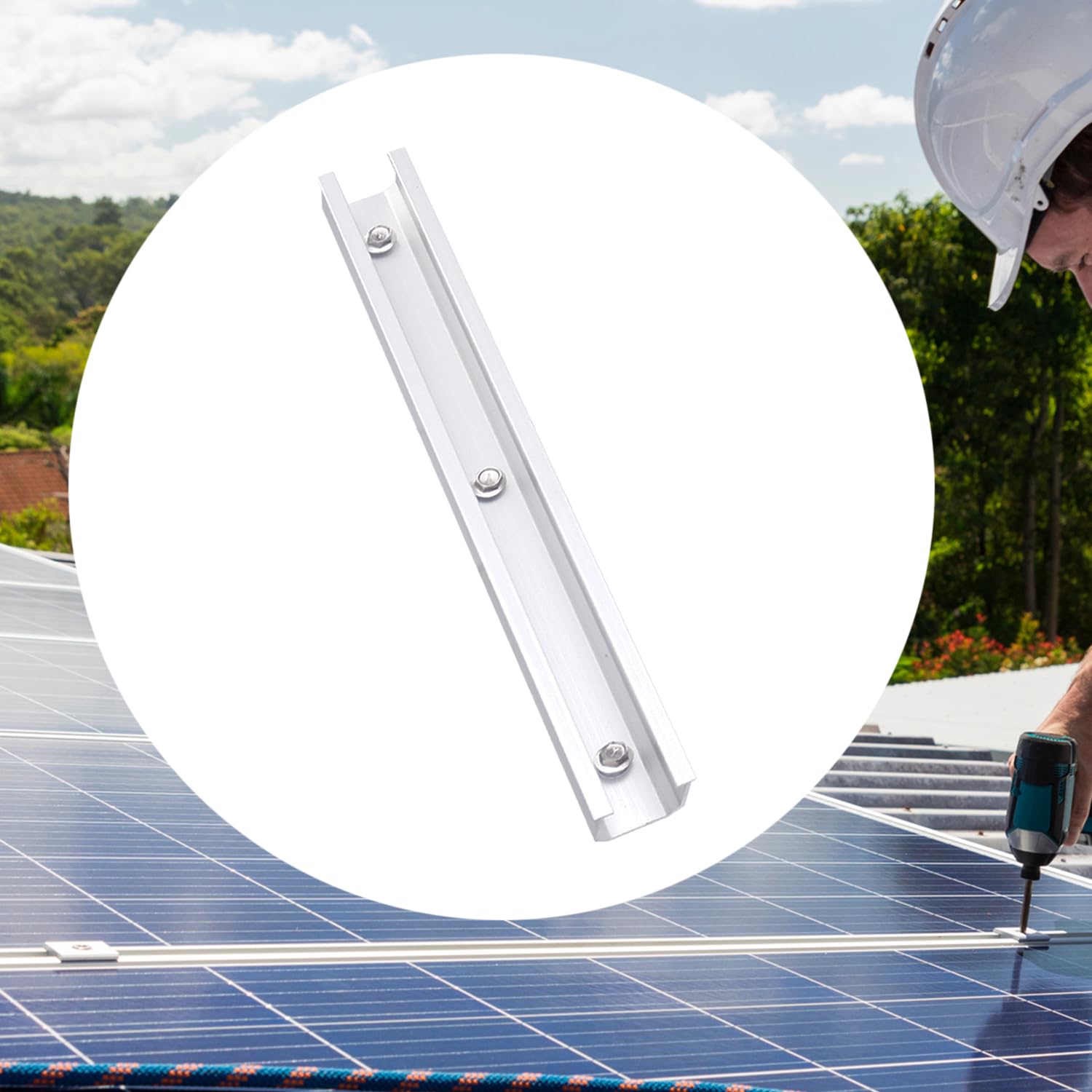 FLYAMAPIRIT Set di supporti per pannello solare in lega di alluminio fotovoltaico (6 guide da 300 mm + 4 morsetti terminali + 2 morsetti centrali) per 2 moduli solari PV