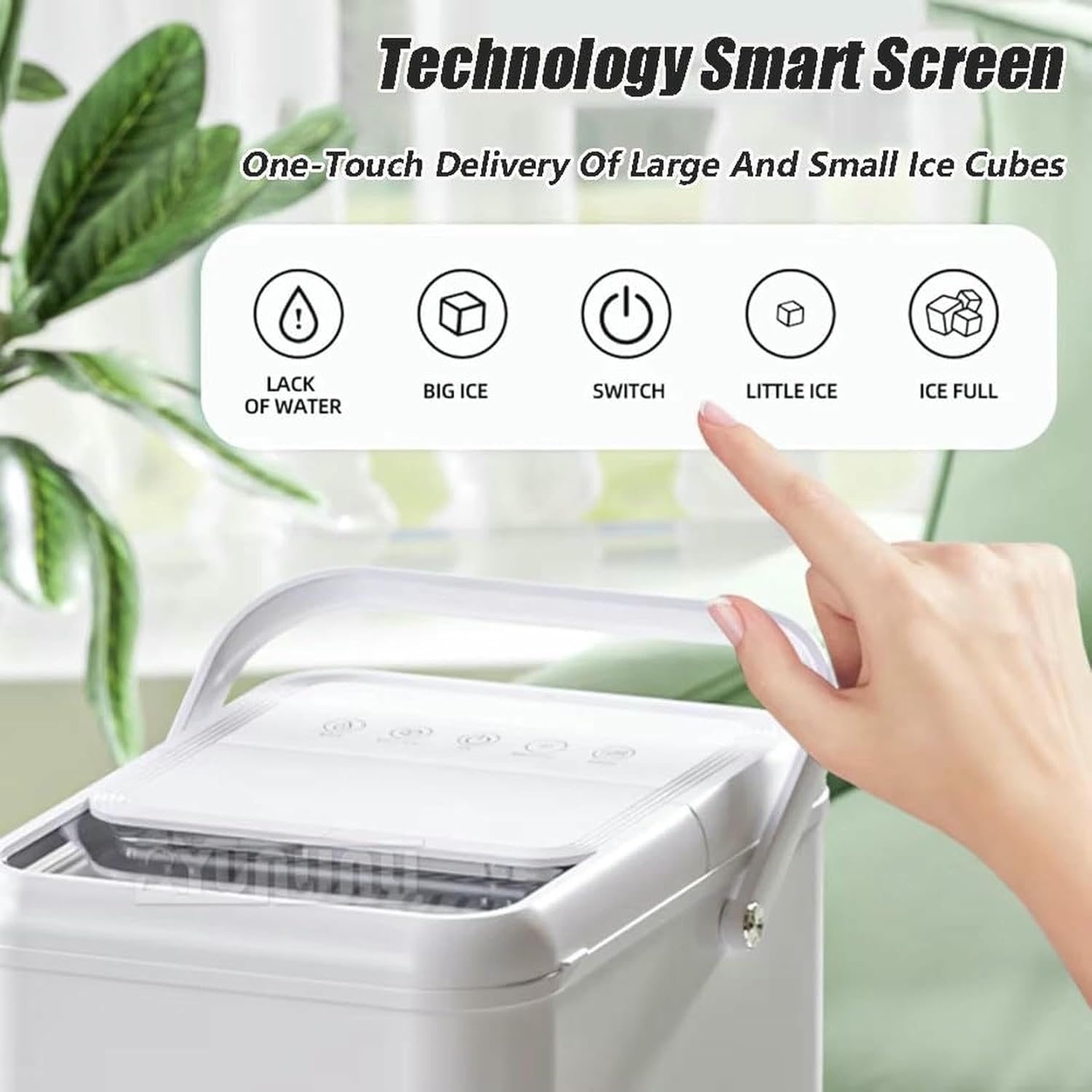 Ice Maker Countertop, Portable Ice Maker Machine with Handle, 9 Bullet Ice Ready in 7 Mins, 22 Lbs/24h, Self-Cleaning Ice Makers with Ice Scoop and Basket for Home Kitchen Bar Party