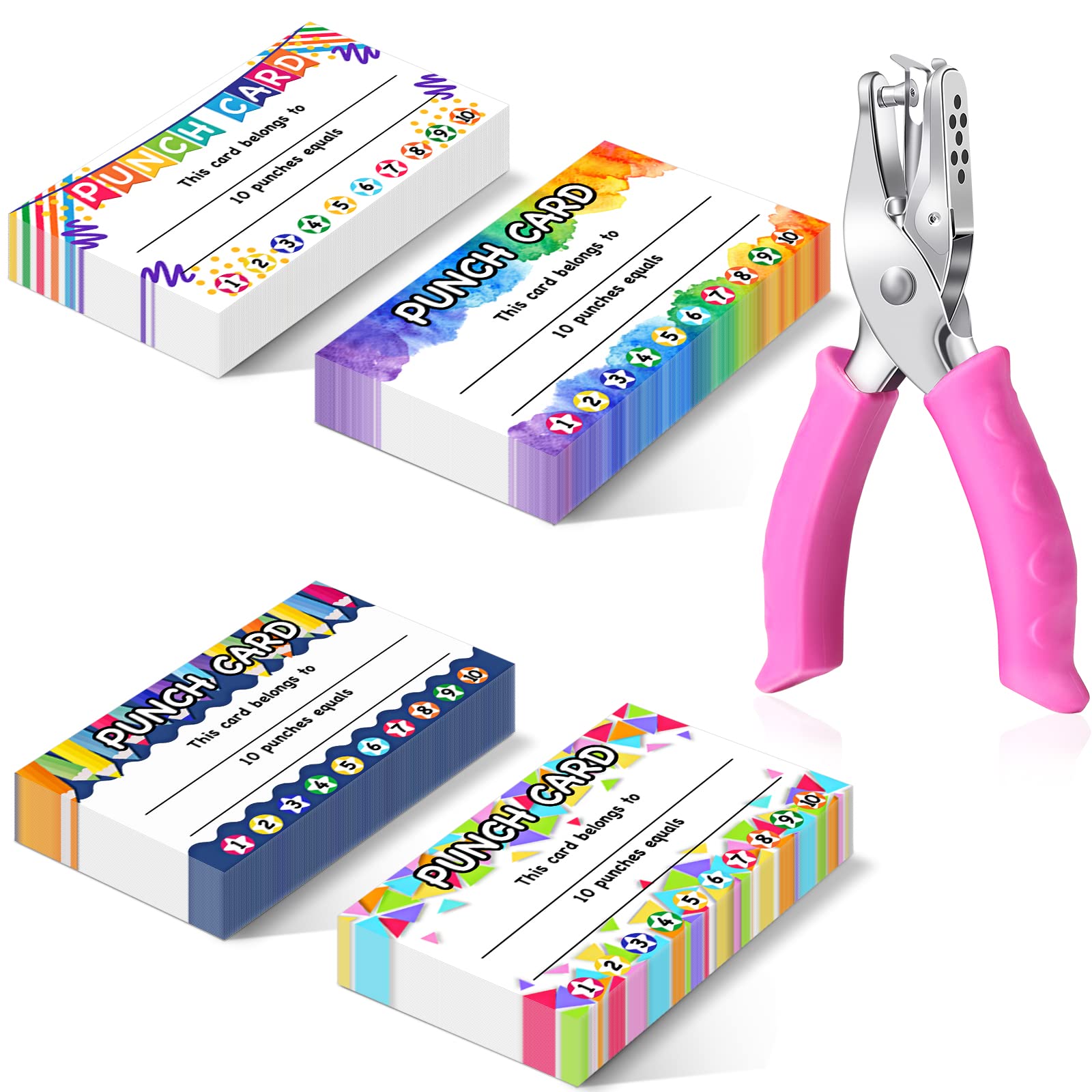 DARCKLE 200 Pieces Reward Punch Cards Circle Handheld Punch Kit, Incentive Loyalty Reward Card, Behavior Incentive Awards for Classroom Business Kids Behavior Students Teachers(3.5" x 2")