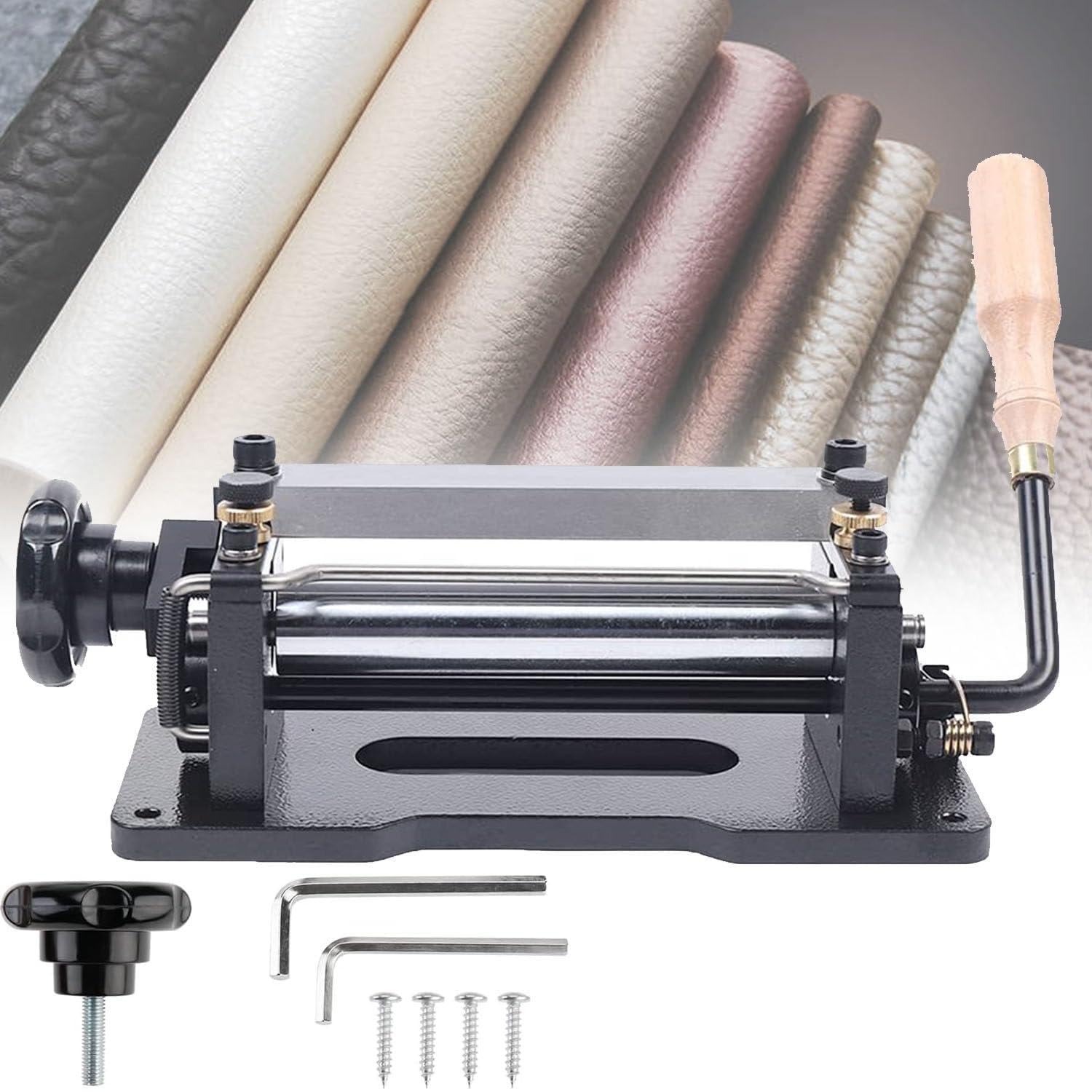 Zmjgll Leather Thinning Machine,Manual Leather Skiving Machine,Splitter Skiver,W/Maximum 80Mm Paring Width Diy Leather Splitter Machine,For Home Leather