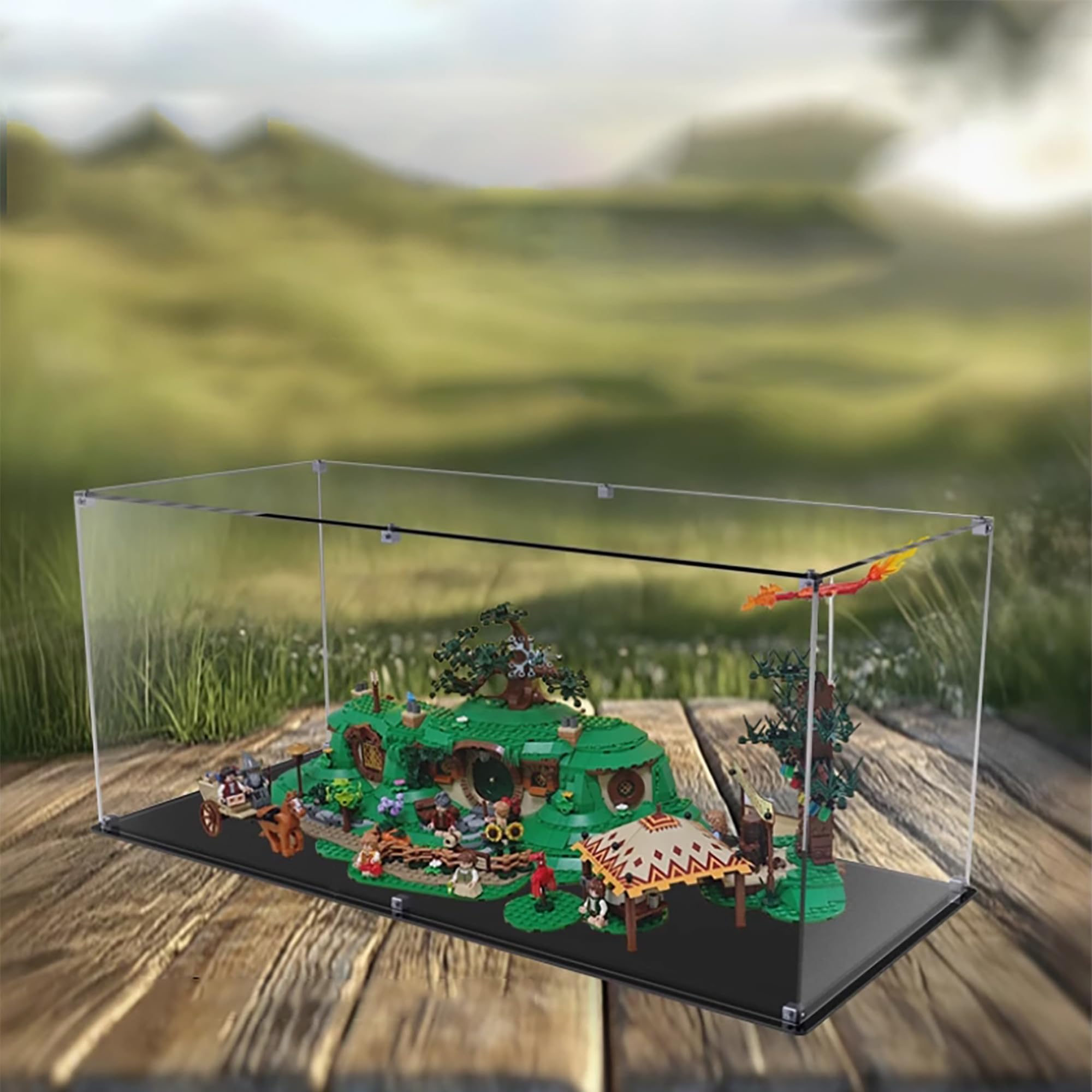Acrylic Display Case for Lego 10354 The Shire Hobbit: Bag End Model, 3mm Dustproof Display Box, Display Case Compatible with Lego 10354 (Model Not Included) (Transparent 2MM)