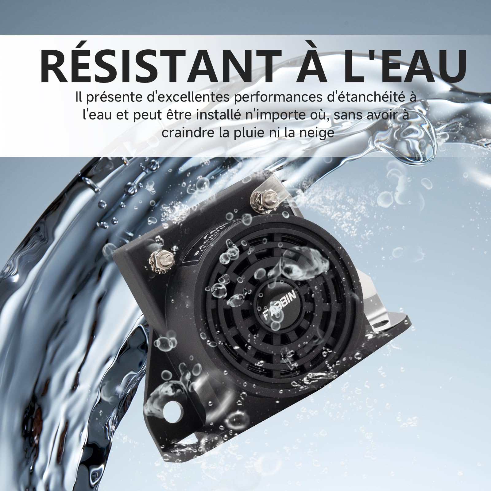 FARBIN Klaxon Voiture de Alarme Recul Voiture D’Avertissement de Bibi Etanche 12V-48V 105db Camion Renversée Universel Marche Arrière Alarme(Carrée)