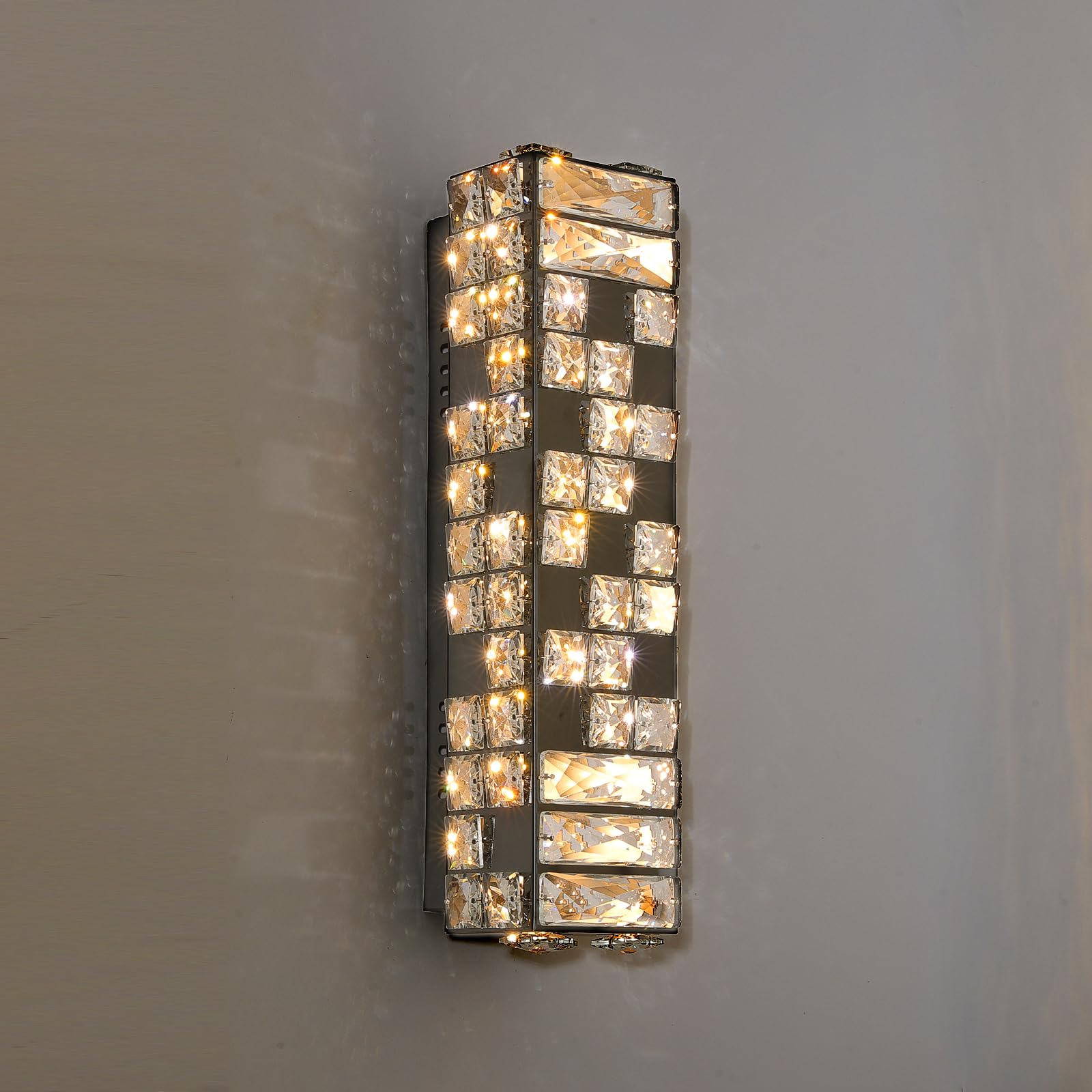 Black Crystal Wall Sconce,Modern Dimmable LED Wall Light Fixtures with 3 Color Temperature,Ideal Wall Lights for Living Room, Bedroom,Stairway,Hallway