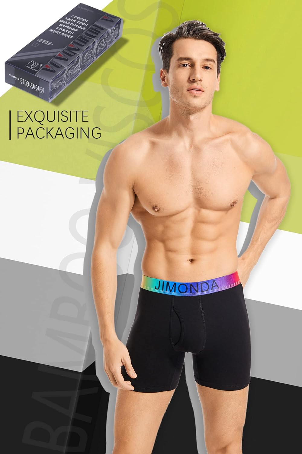 Jimonda Soft Underwear Pack Mens Breathable Bamboo Rayon & Copper Fibre Boxer Briefs Fly Front with Pouch - Image 2