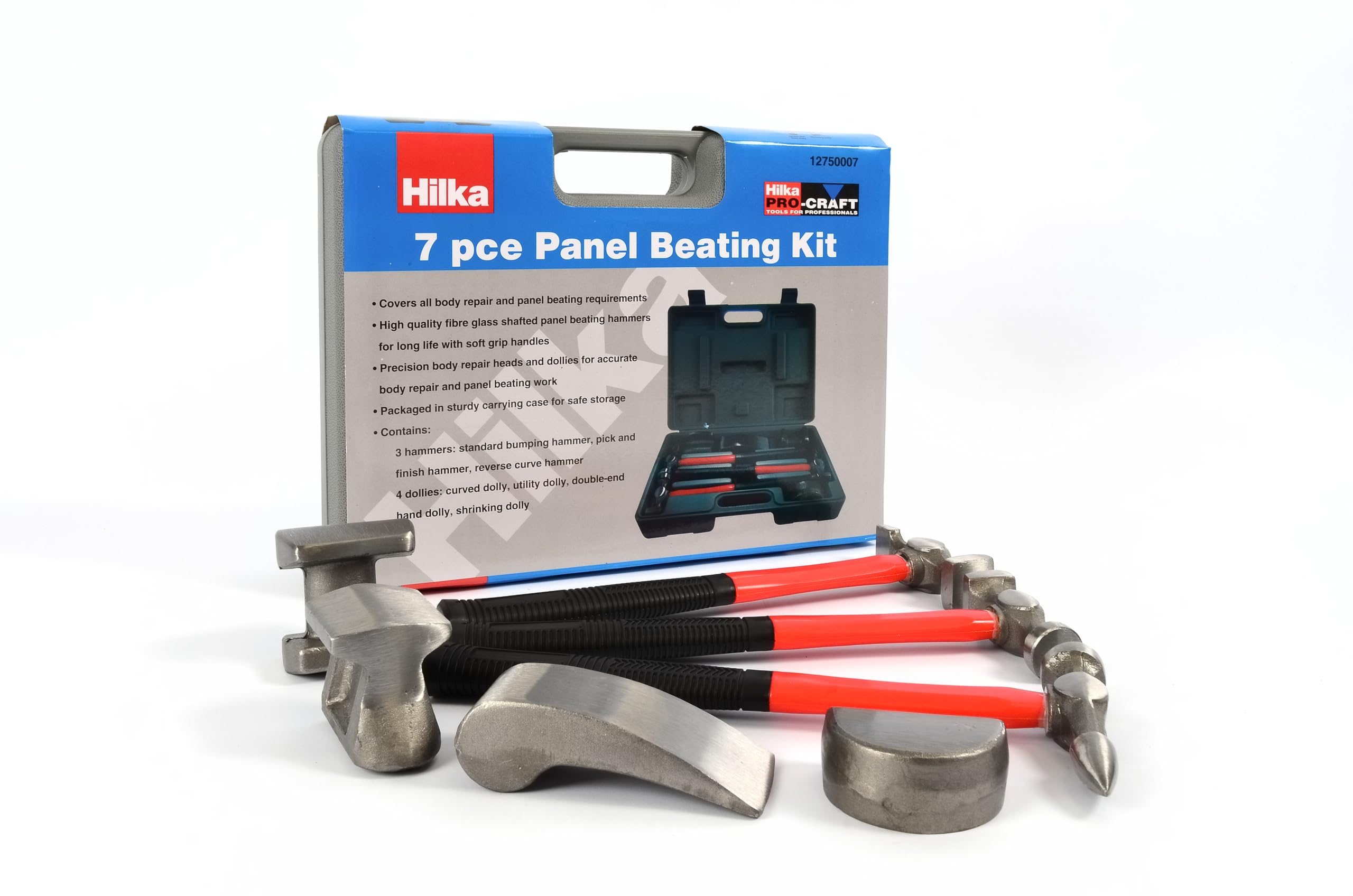 Hilka Tools 12750007 Pro Craft Panel Beating Kit, Plata, Juego de 7 piezas