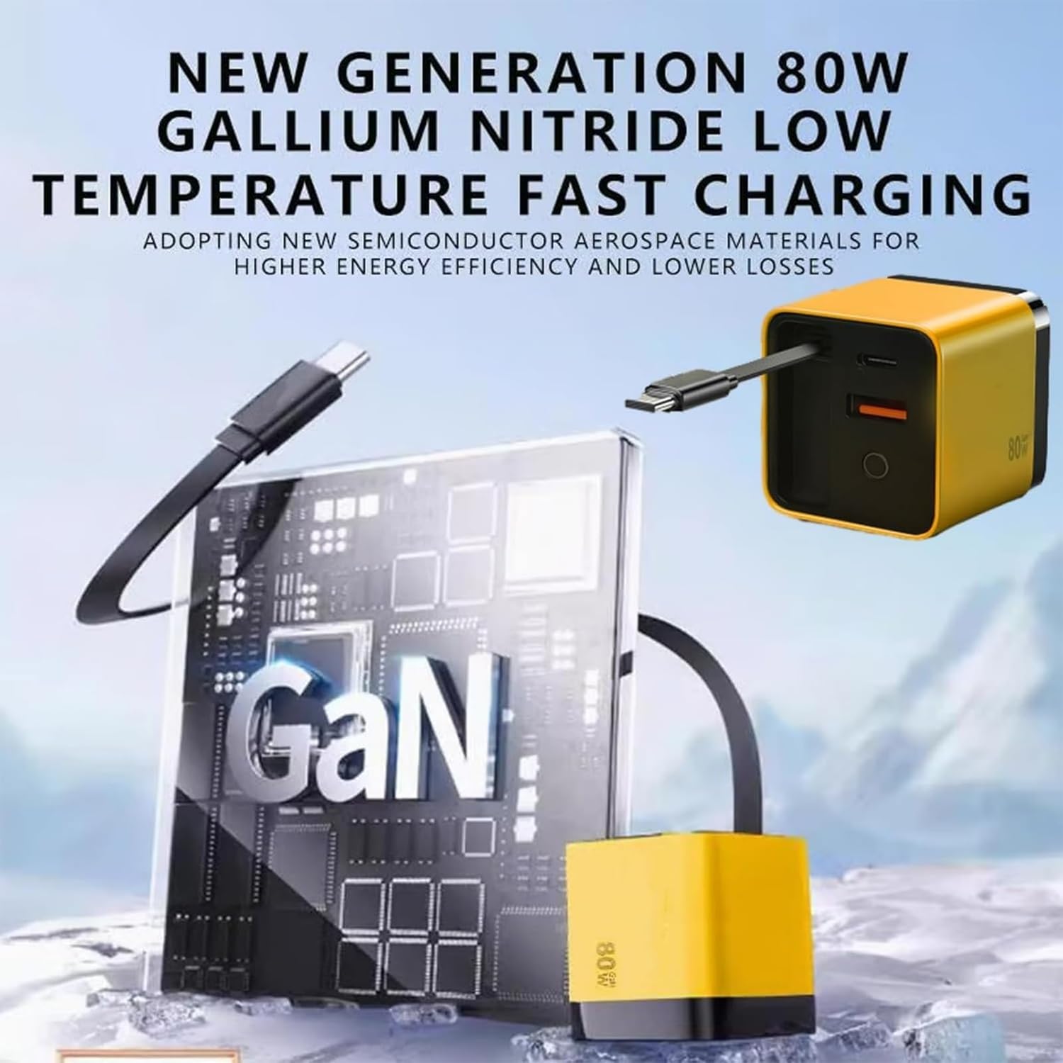 Caricabatterie Retrattile 80W Multiporta | Ricarica Veloce Per Smartphone, Tablet E Laptop | Cavo Integrato Compatto Per Viaggio E Ufficio