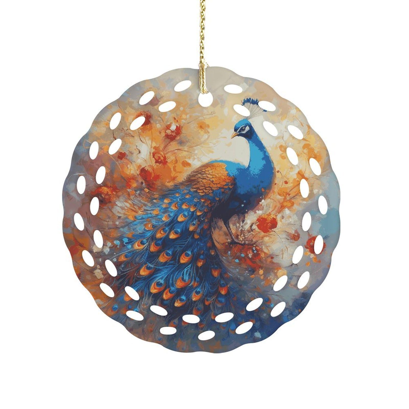 Peacock2 Christmas Ornament Holiday Hanging Decoration Xmas Tree Keepsake Personalized Xmas Tree Ornament Round Ceramic Ornaments for Keepsake Gifts Ideas Home Decor