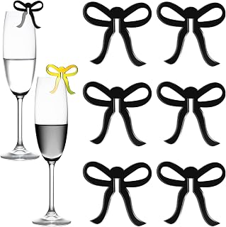 CroBlissful 36 Pcs Bow Drink Markers Coquette Wine Glass Acrylic Tag