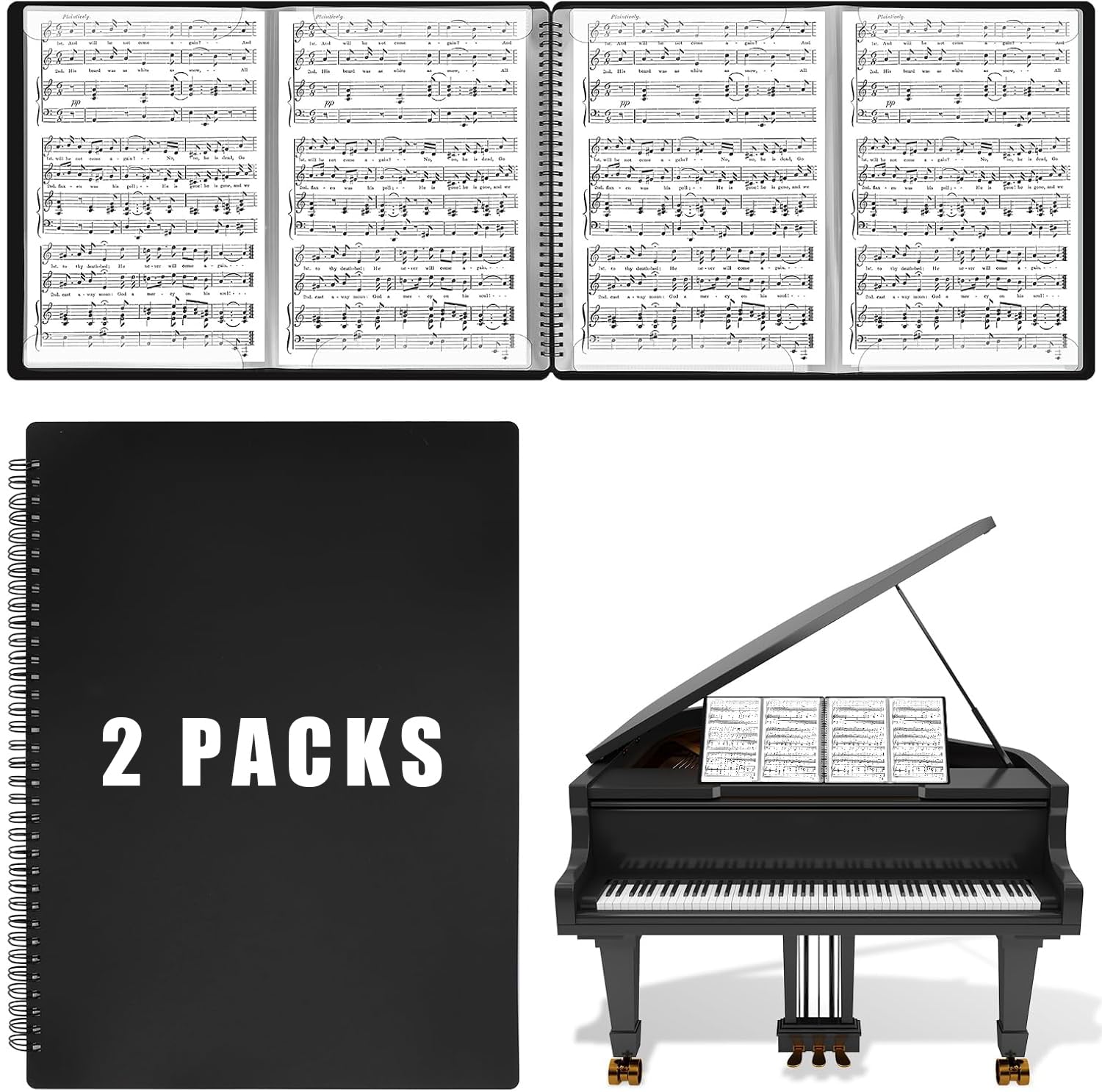 Amazon.com: 2 Pack Sheet Music Folder 4 Pages Expand Piano Sheet