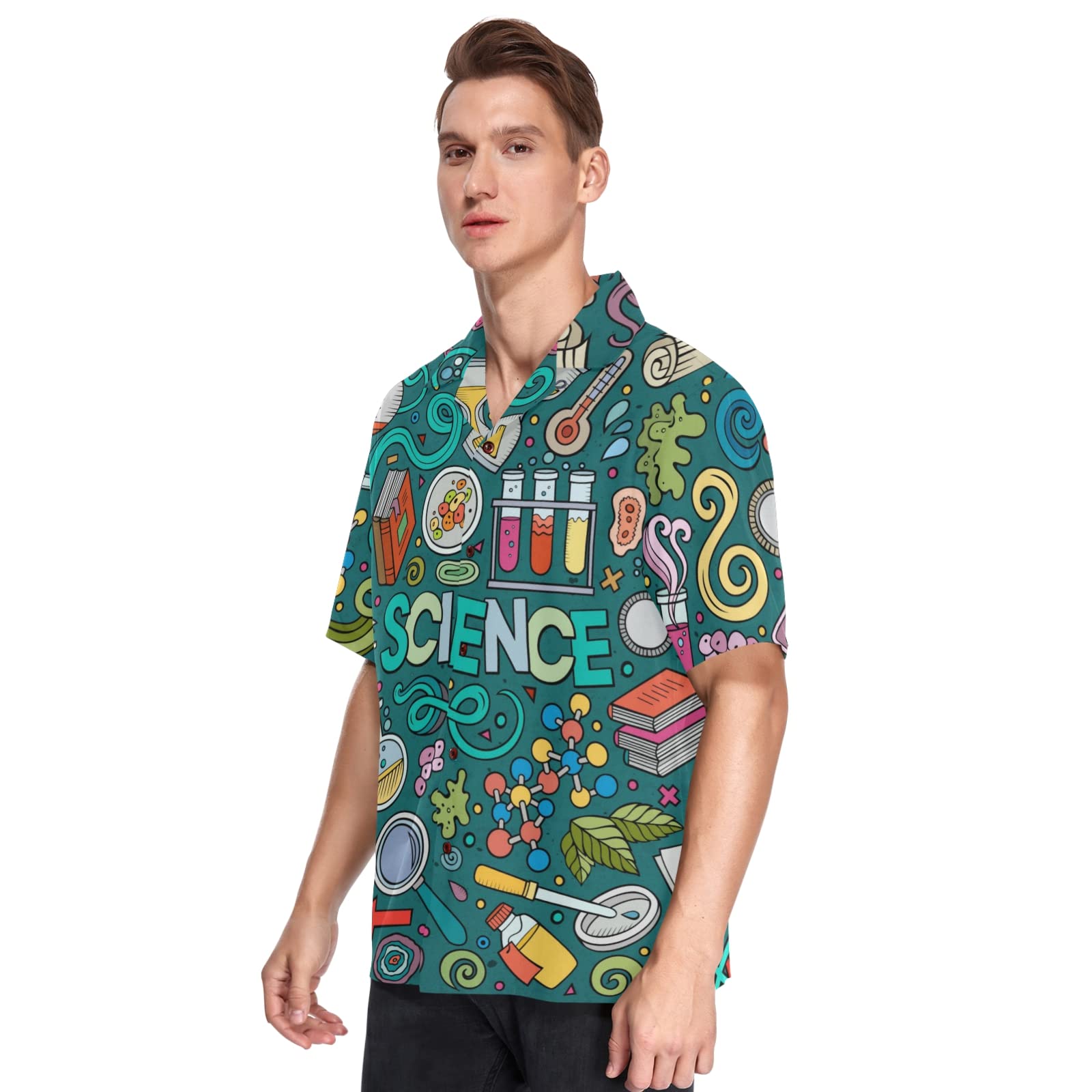science dress shirts Math Science Short Sleeve Men Button Down Shirt, Geek Geometry Mathematics Nerdy Formulas Print Casual Buttoned Up Summer Collared Dress
