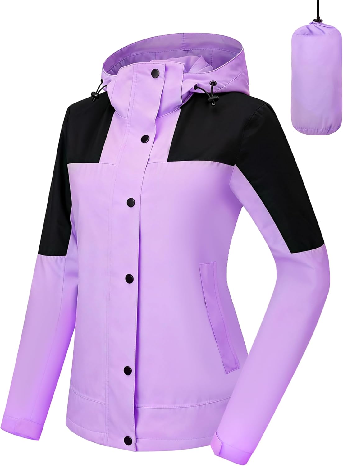 Rain Jacket for Women Waterproof Hooded Raincoat with Pockets Packable Windbreaker for Hiking Travel