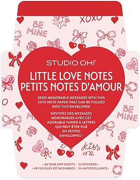 Blank Mini Note Cards with Sticker Seals, 48 Tear-Off Foldable Memos, Tiny Envelope Notes, 6 Designs, 54 Stickers for All Occasion, Thanks, Party Invitations, Be My Heart