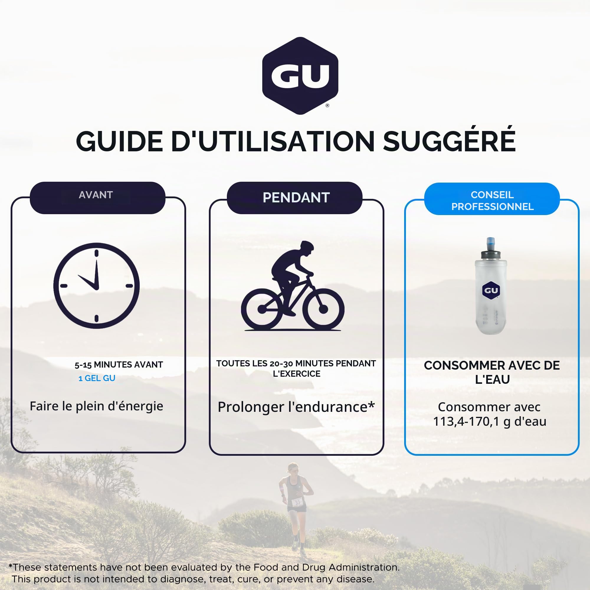 GU ENERGY GEL - Citron - Boîte de 24 gels - Gel énergétique - Sodium - BCAA - Idéal pendant l'effort 100Kcal