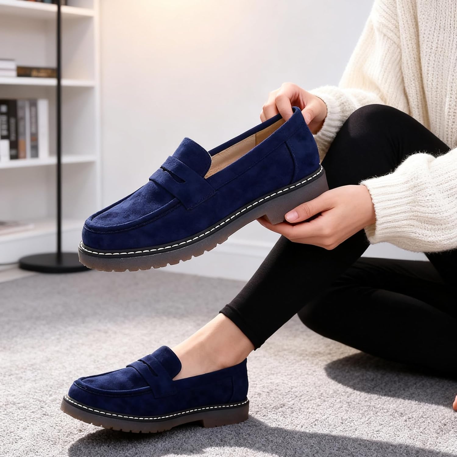 Women's Chunky Loafers, Platform Comfortable Slip-On Dressy Fashion Driving Moccasins Women - Image 2
