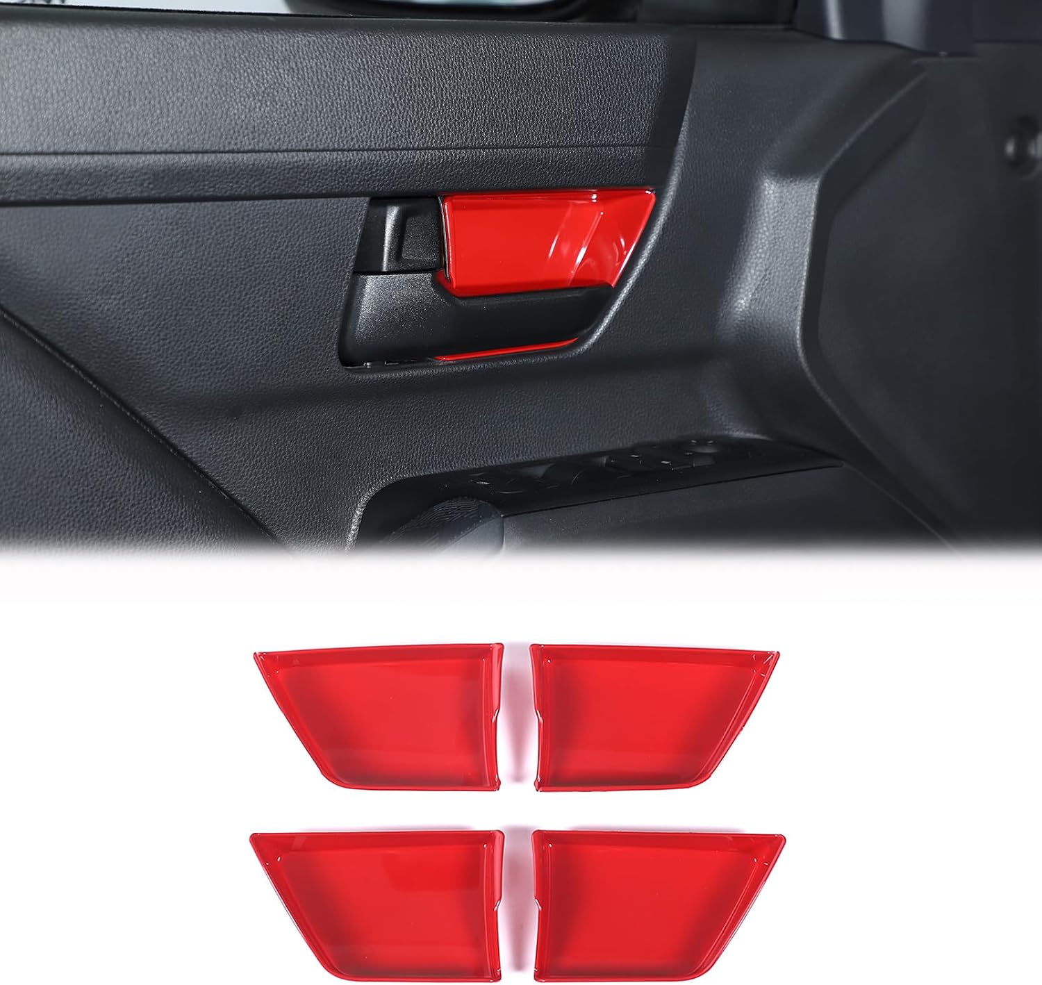 Inner Door Handle Bowl Trim Cover Compatible with Toyota Tacoma 2024 2025 ABS Front Rear Door Handle Bowl Decoration Cover Car Interior Protective Accessories 4PCS (Red)