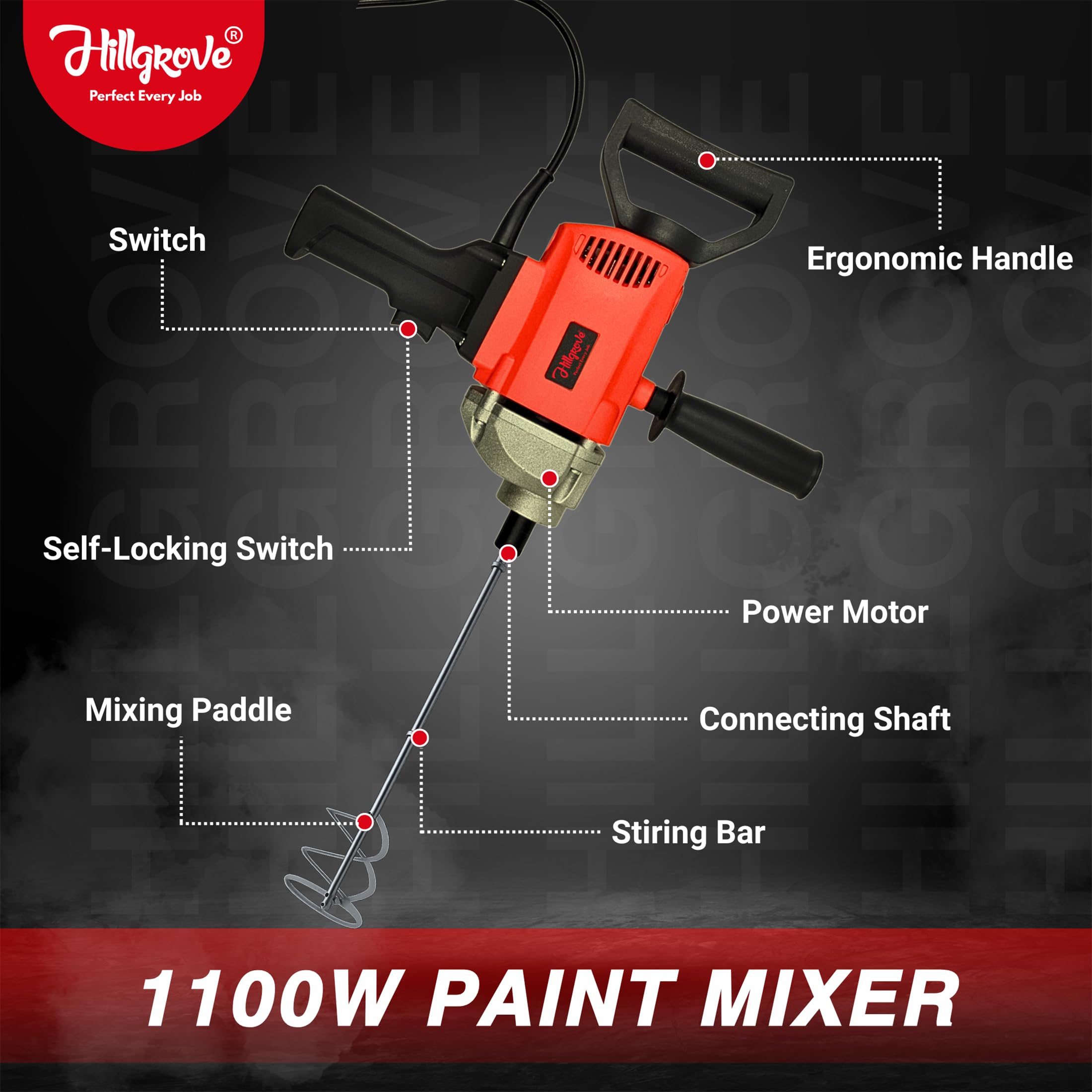 Hillgrove Mixer: Powerful Wall Putty Cement Mixer -2