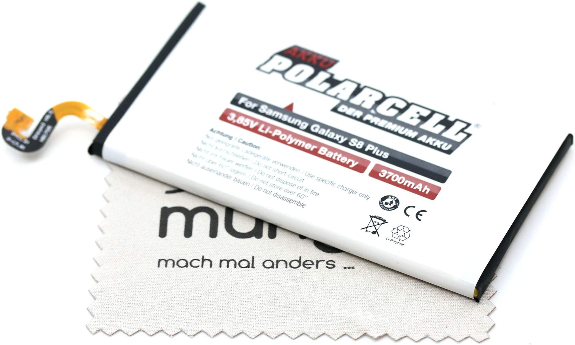 mungoo mach mal anders ... Replacement Battery for Samsung Galaxy S8 Plus (G955F) (Replaces Original Battery EB-BG955ABE) Polarcell with Screen Cleaning Cloth