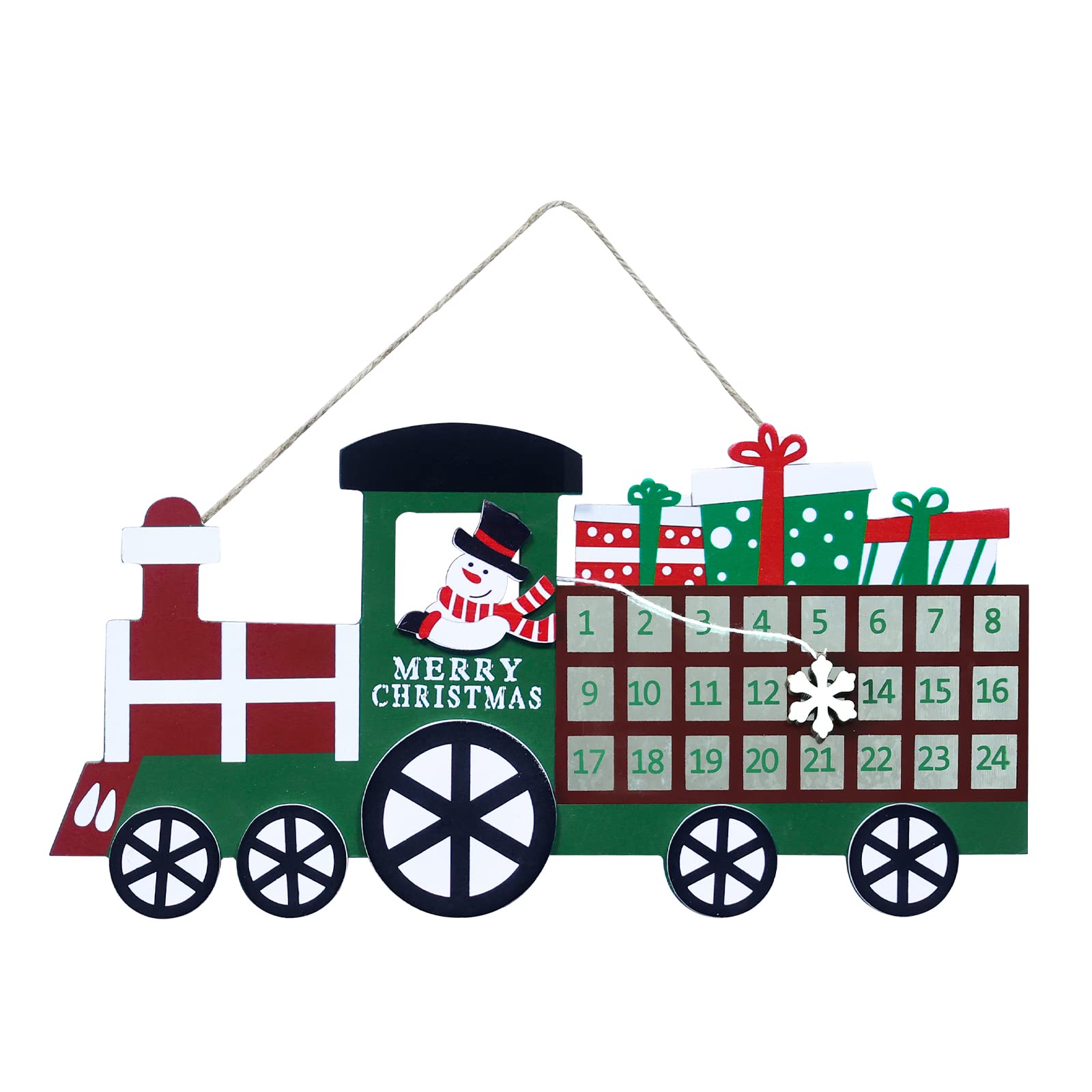 YEAHOME Christmas Decorations for Home, Snowman and Train Advent Calendar 2023, Days Until Christmas Countdown Indoor or Outdoor Hanging Sign Xmas Decoration, Wall Decor