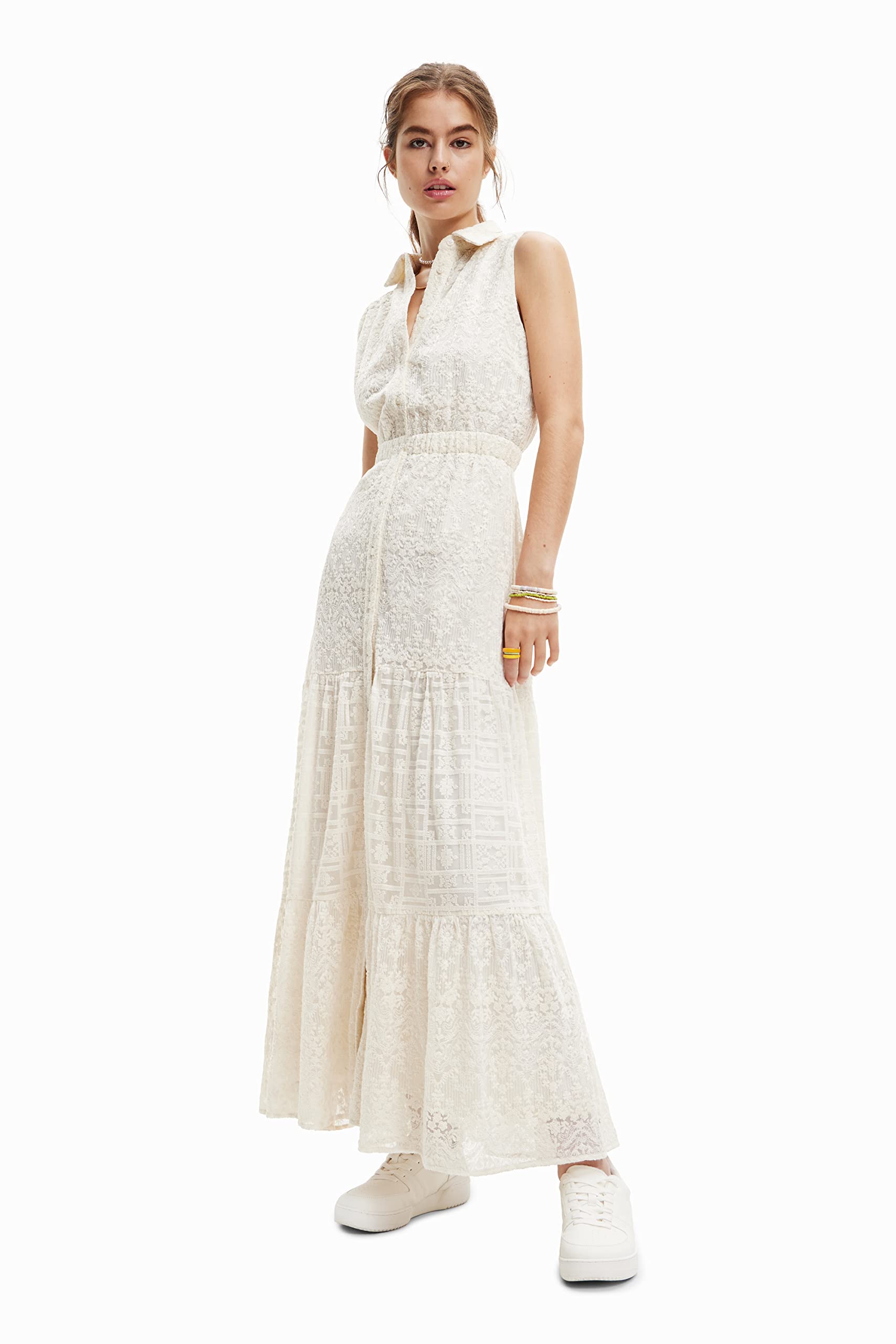Desigual Vestido de Mujer, Blanco, M