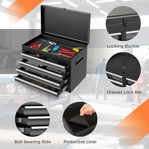 Miniatura 6 de IRONMAX Caja de herramientas con ruedas, armario de herramientas con cerradura de 5 cajones con estante ajustable y 4 ruedas universales, caja de