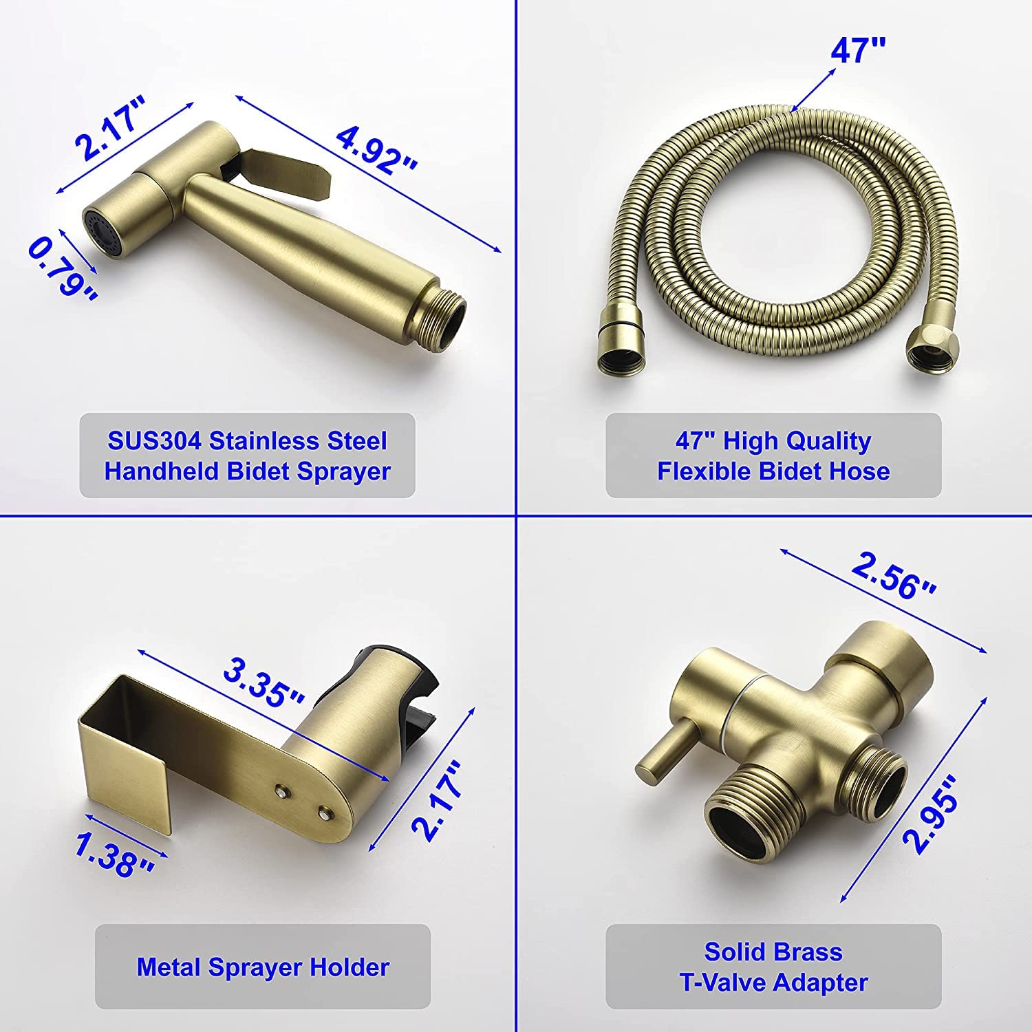 Spruzzatore Per Bidet Tenuto in Mano, Atomizzatore Per WC Portatile/in Acciaio Inossidabile Con Gancio, Facile da installare, Per Animali Domestici, Igiene Personale,Brushed gold
