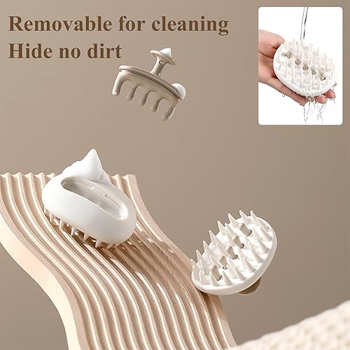 Miniatura 6 de Cepillo de champú de ducha de silicona multifuncional desmontable 2 en 1, peine húmedo y seco para baño con cerdas suaves para exfoliante de cuero
