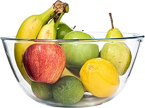 SIMAX Large Glass Mixing Bowl, 3.6 Qt Large Glass Bowl, Oven Safe Bowls, Borosilicate Glass Serving Bowls, Big Clear Glass Mixing Bowls for Cooking, Baking, Salad and Bread