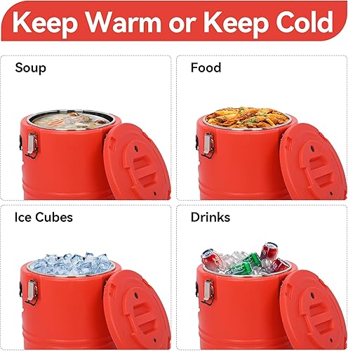 Miniatura 4 de Recipiente de sopa aislado con cuchara de 5 galones, 21 cuartos de galón, portátil, comercial, calentador de alimentos para catering, transportador