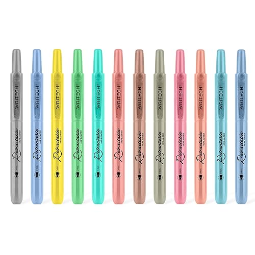 WRITECH Retractable Highlighters Assorted Colors: Chisel Tip Click Aesthetic Highlighter