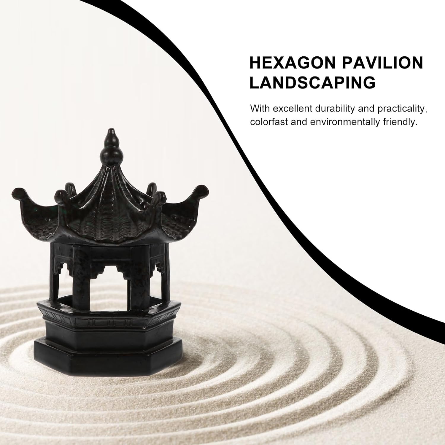 Ceramic Hexagon Pavilion Decor Miniature Zen Garden Ornament for Home and Outdoor Patio Micro Landscape Accessory for DIY Plant Terrariums and Fairy Garden Decoration Random Color