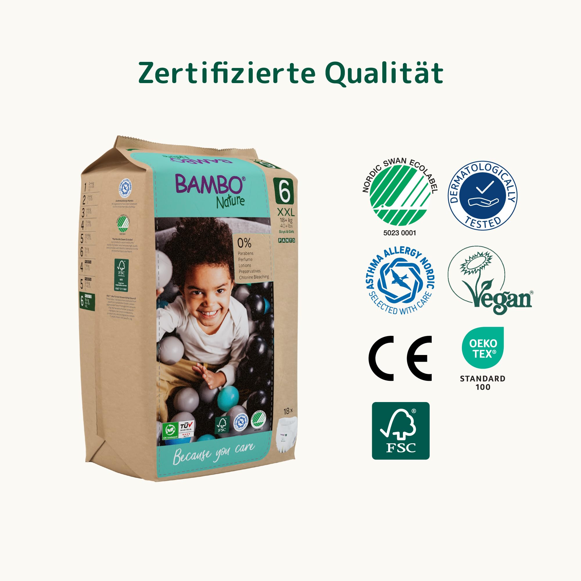 Bambo Nature Premium-Trainingshosen, Größe 6 (15 + kg), XXL, 90 Stück, Klimmzüge, Eco-Labelled Potty Training Windelhose, sicher, bequem, diskret für aktiven Tag und bequemen Schlaf | Windelhöschen, Verbesserte Auslaufsicherheit, Ultimativer Komfort & Fre