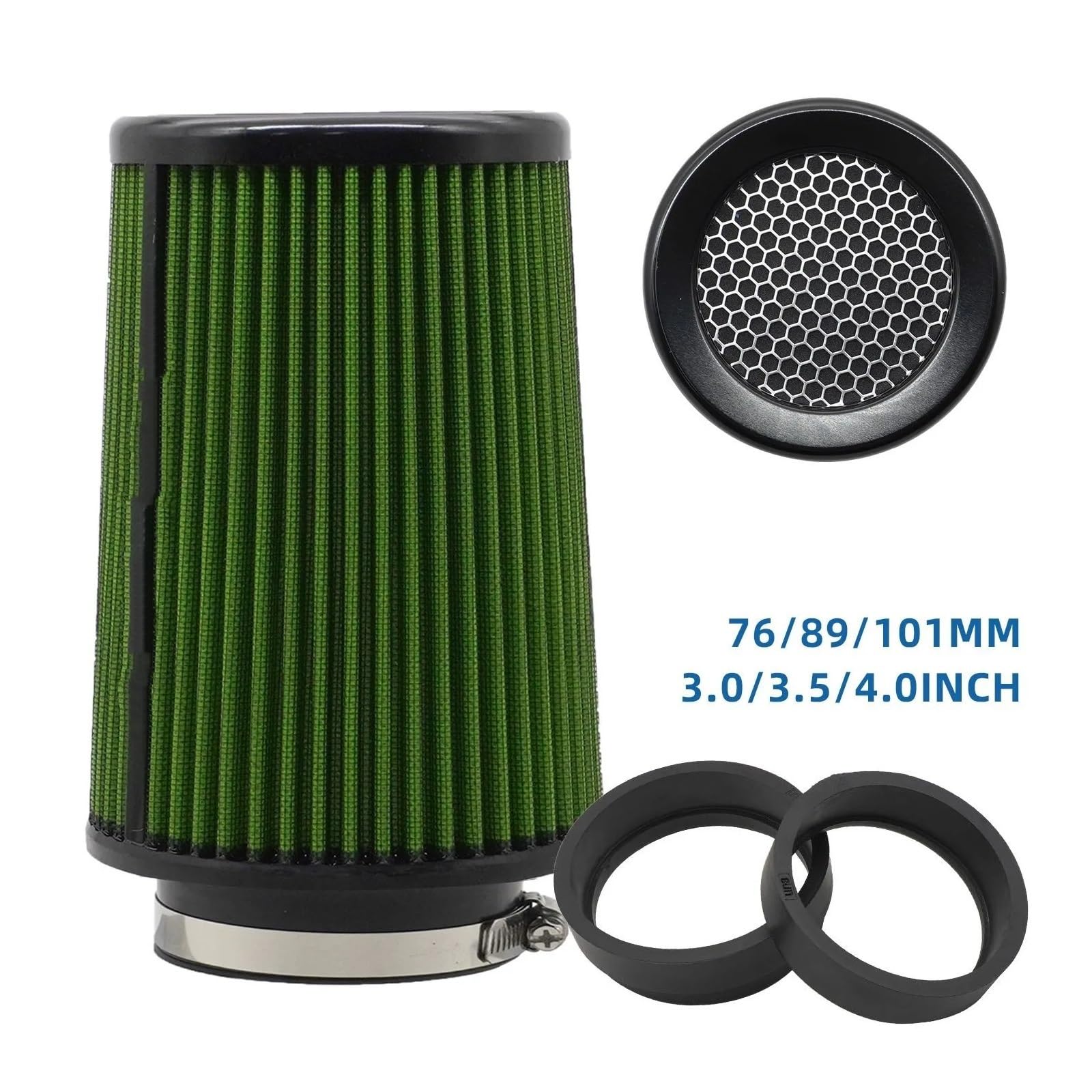Filtr powietrza silnika Filtr powietrza 76 mm, 4-calowy, sportowy, wyścigowy, do samochodów, układów dolotowych, zestaw filtrów, pudełko, części samochodowe(101mm-Green)