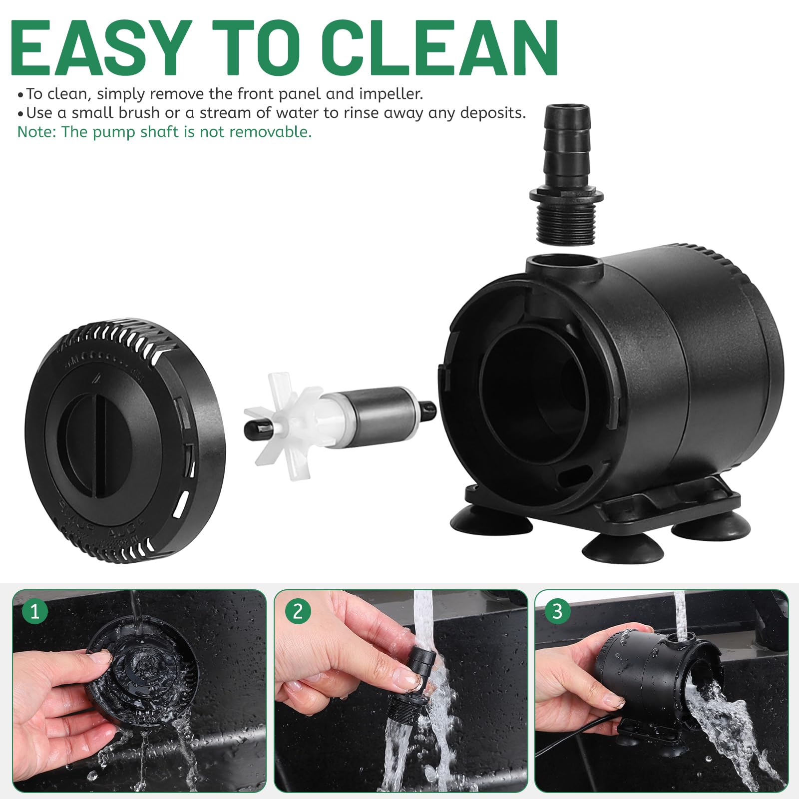 DBREAKS Aquarium Wasserpumpe 15W 1000L/H, Ultra Leise Unterwasserpumpe Springbrunnen Pumpe Klein, Tauchpumpe mit Einstellbarem Durchfluss, 1,5m Kabel und 2 Düsen für Teiche, Brunnen