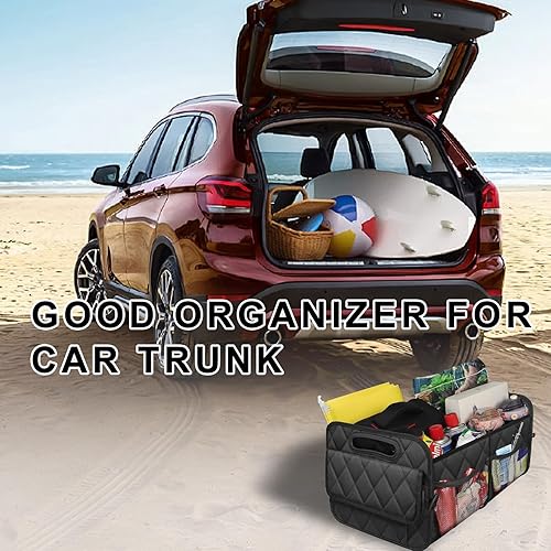 Miniatura 6 de Organizador de maletero de automóvil, caja de almacenamiento plegable con múltiples bolsillos, organizador de carga Oxford impermeable con asas