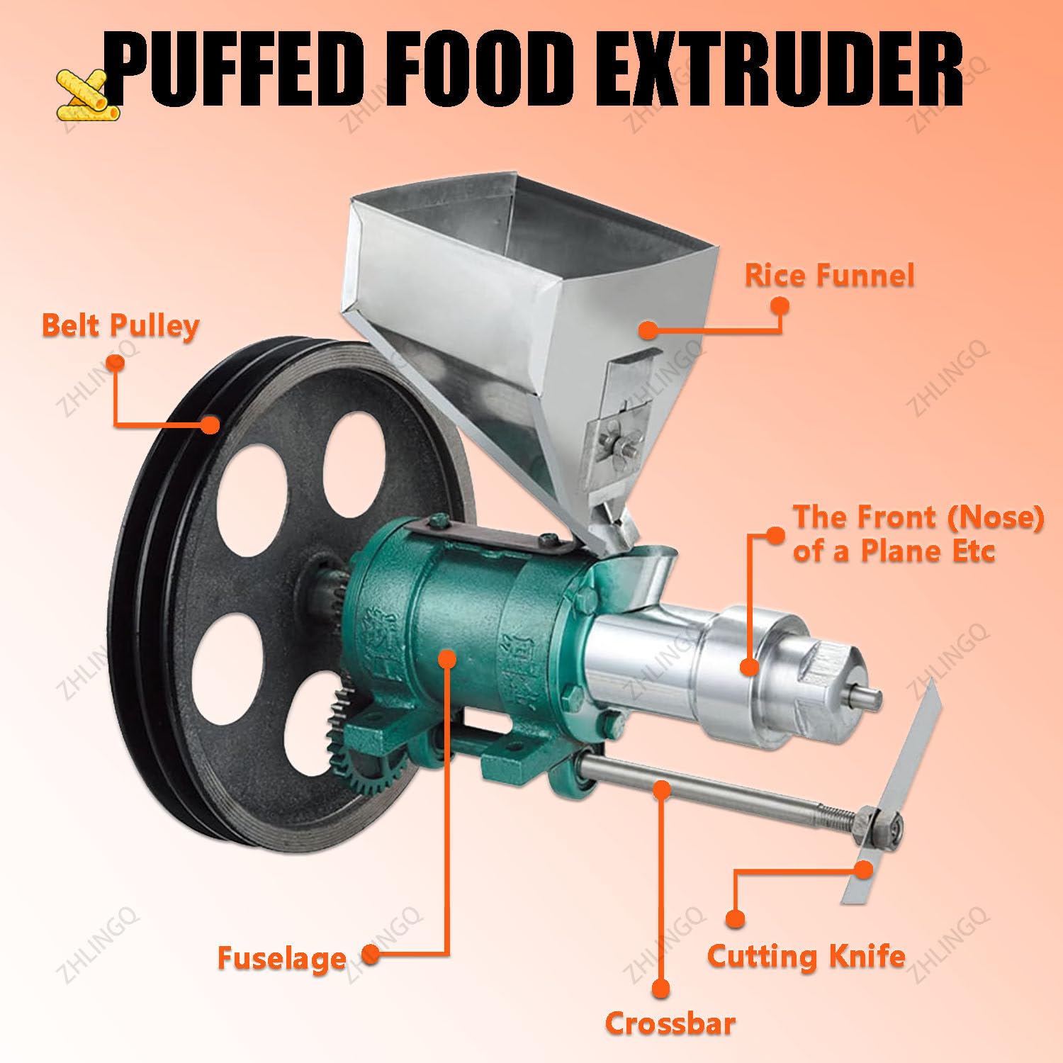 Máquina extrusora de alimentos inflada, multifunción, para maíz y arroz, con 10 moldes, para puestos callejeros, salida de 25-50 kg/hora, ideal para bocanadas de maíz y arroz