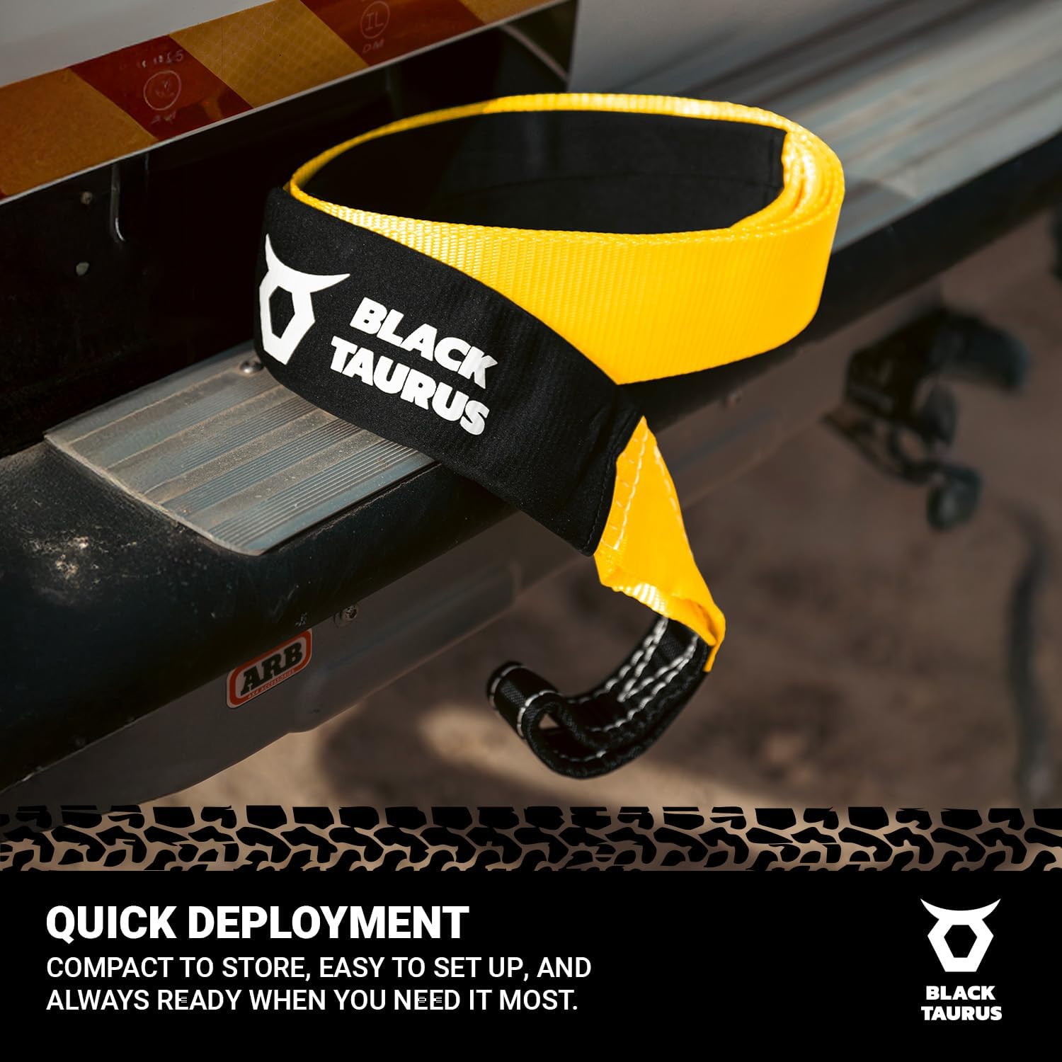 4" x 20 ft Elastic Snatch Strap – 33,000-lb Heavy-Duty Off-Road Kinetic Tow Strap, 100% Nylon with 20% Stretch & Reinforced Loops for Jeep, Truck, UTV/4x4 Vehicle Recovery (Black)