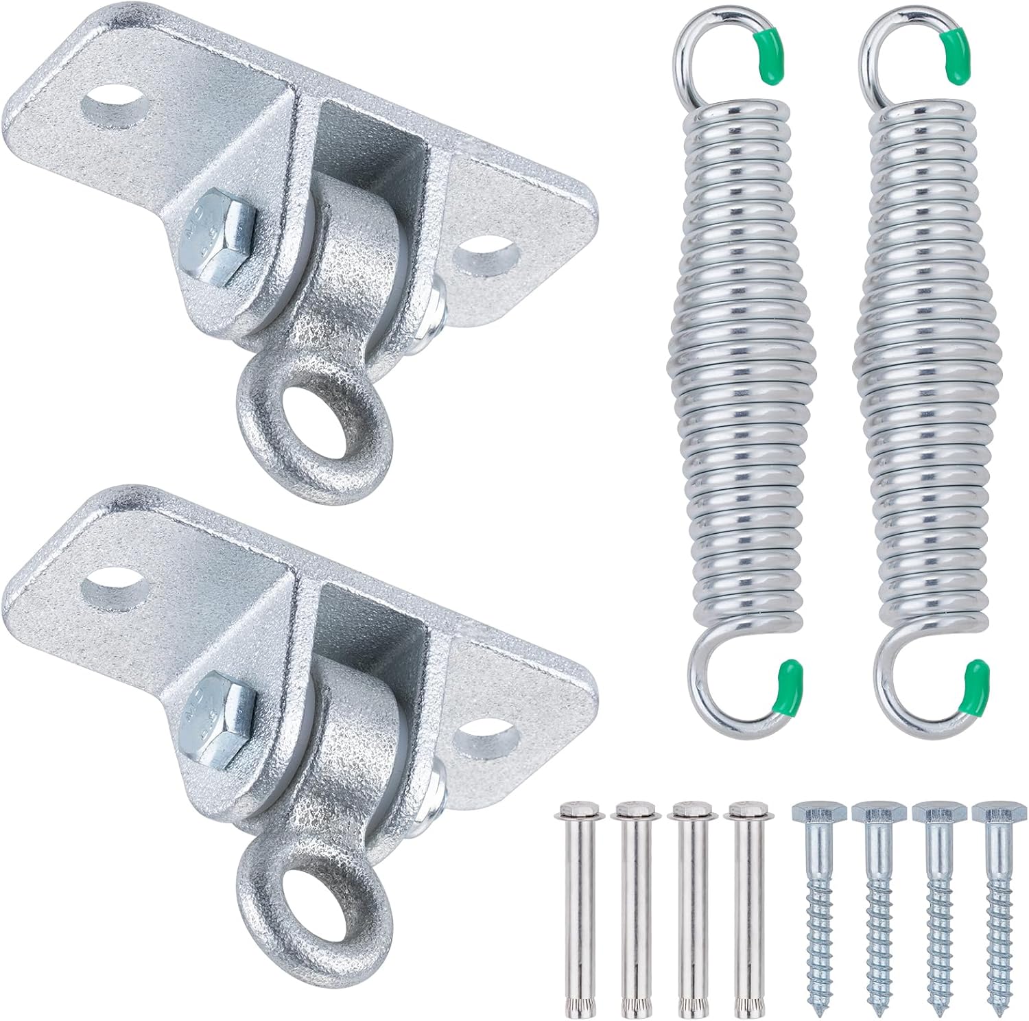 Porch Swing Hanging Kit, Heavy Duty Galvanized Iron Swing Hangers Set with Springs for Hammock Chairs or Ceiling Mount Porch or Patio Swings, Screws and Bolts Included, 2 Pack