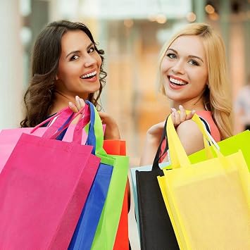 50 Pack Non Woven Tote Bags Reusable Bag Reusable Bags with Handles Foldable Grocery Tote Adults Kids Goodie Bags