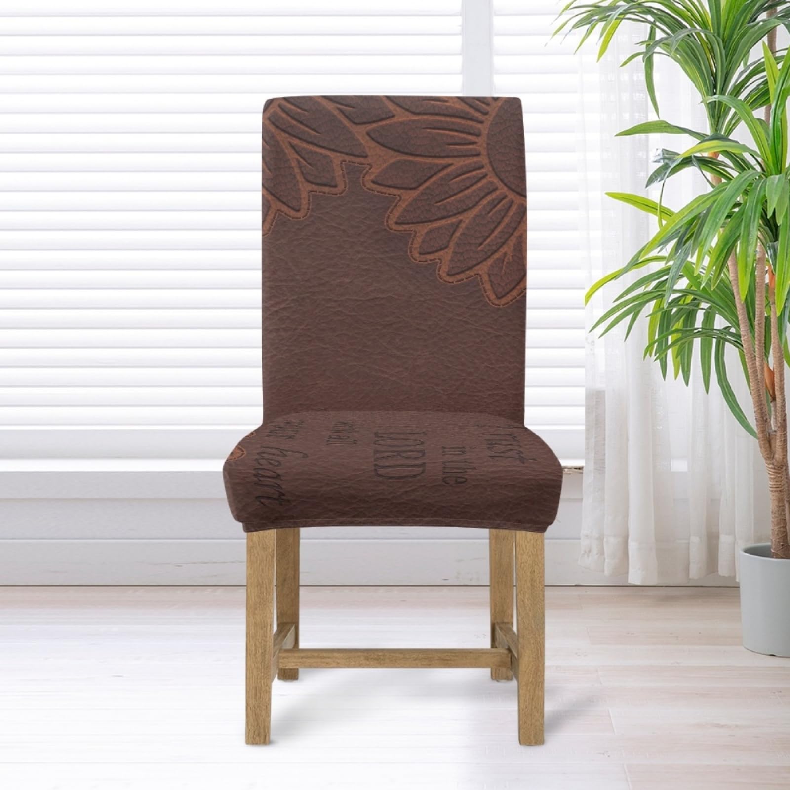 Stuhlhussen 4Er Set Leder Dunkelbraun Hussen für Stühle mit Hoher Lehne,Stuhlbezug für Esszimmerstühle,Stuhlhusse Stretch,Stuhlhussen Schwingstuhl Waschbar