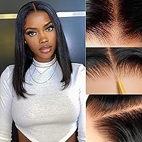 Vista 8 de Wavymy Wear and Go - Pelucas de cabello humano sin pegamento, precortadas 6x4, peluca lacia estilo Bob de 6 x 4, pelucas de cabello humano