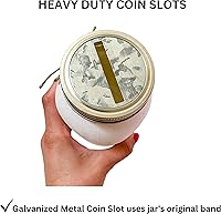 Vista 6 de Tips Jar - Tarro de vidrio pintado de blanco y envejecido, tarro de punta para restaurante de dinero, 32 onzas, tarro de boca regular con ranura