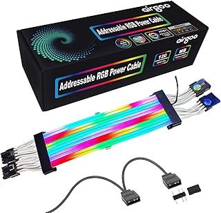 Airgoo Diffused Addressable RGB Dual 8 Pin (6+2) GPU Cable Extension Kit, for 5V 3-pin ARGB Header, Compatible with Asus Aura SYNC, Gigabyte RGB Fusion, MSI Mystic Light Sync