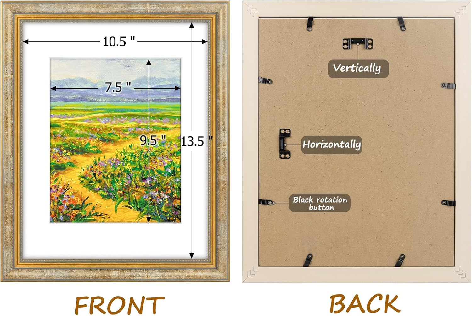 Golden State Art,11x14 Ornate Picture Frame for 8x10 Photo with Mat or 11 x 14 Prints Without Mat, Real Glass Wall Display Horizontally or Vertically (Color:Vintage Gold) - Image 4
