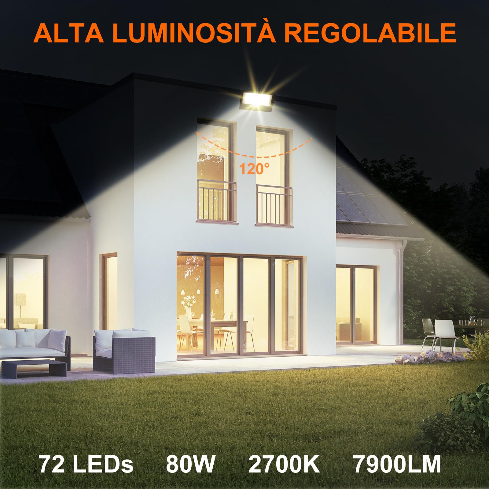 DUSKTEC Faretto LED da Esterno RGB 80W, Fari LED Colorate APP Bluetooth Controllo, Proiettori Dimmerabile con Memoria, Impermeabile IP66 Luce di Inondazione Bianca Calda per Interni ed Esterni