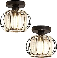 Vista 13 de YYJLX - Lámpara de techo moderna de montaje semiempotrada E26, mini lámpara de techo de araña de cristal cromada, lámpara de techo pequeña