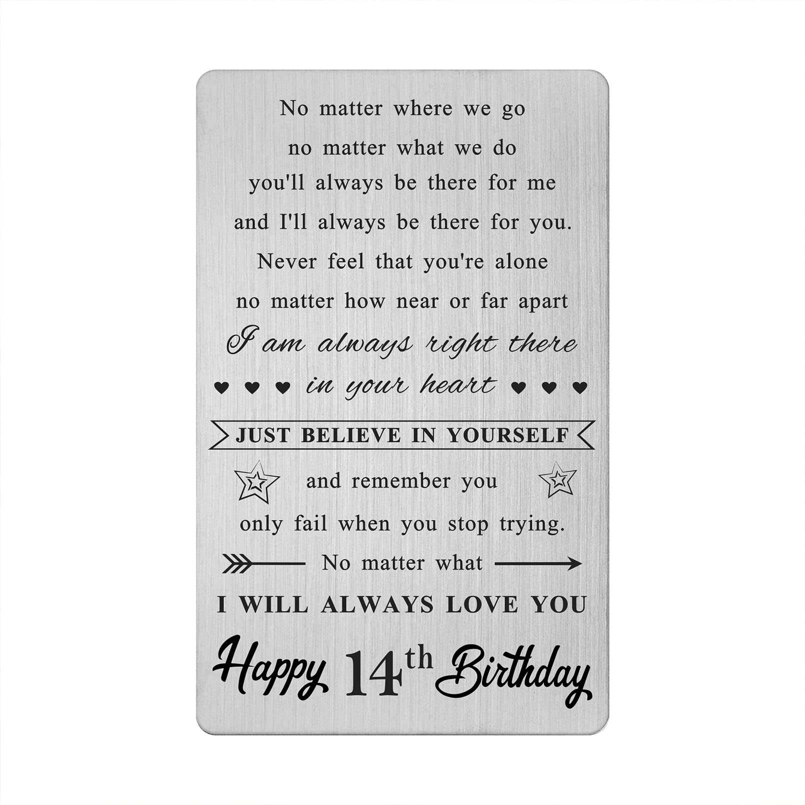 LGQDYMZ 14th Birthday Gifts for Girls Boys, 14 Year Old Birthday Engraved Wallet Card Presents
