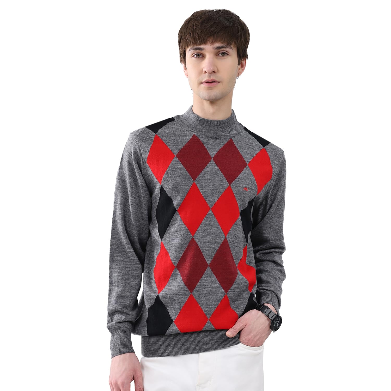 monte carlo Men’s Regular Fit Pullover | Mock Neck | Abstract Pattern | Pull On Closure | Full Sleeve | Warm Winter Knitwear | Casual Comfortable Sweater for Men-picture-23