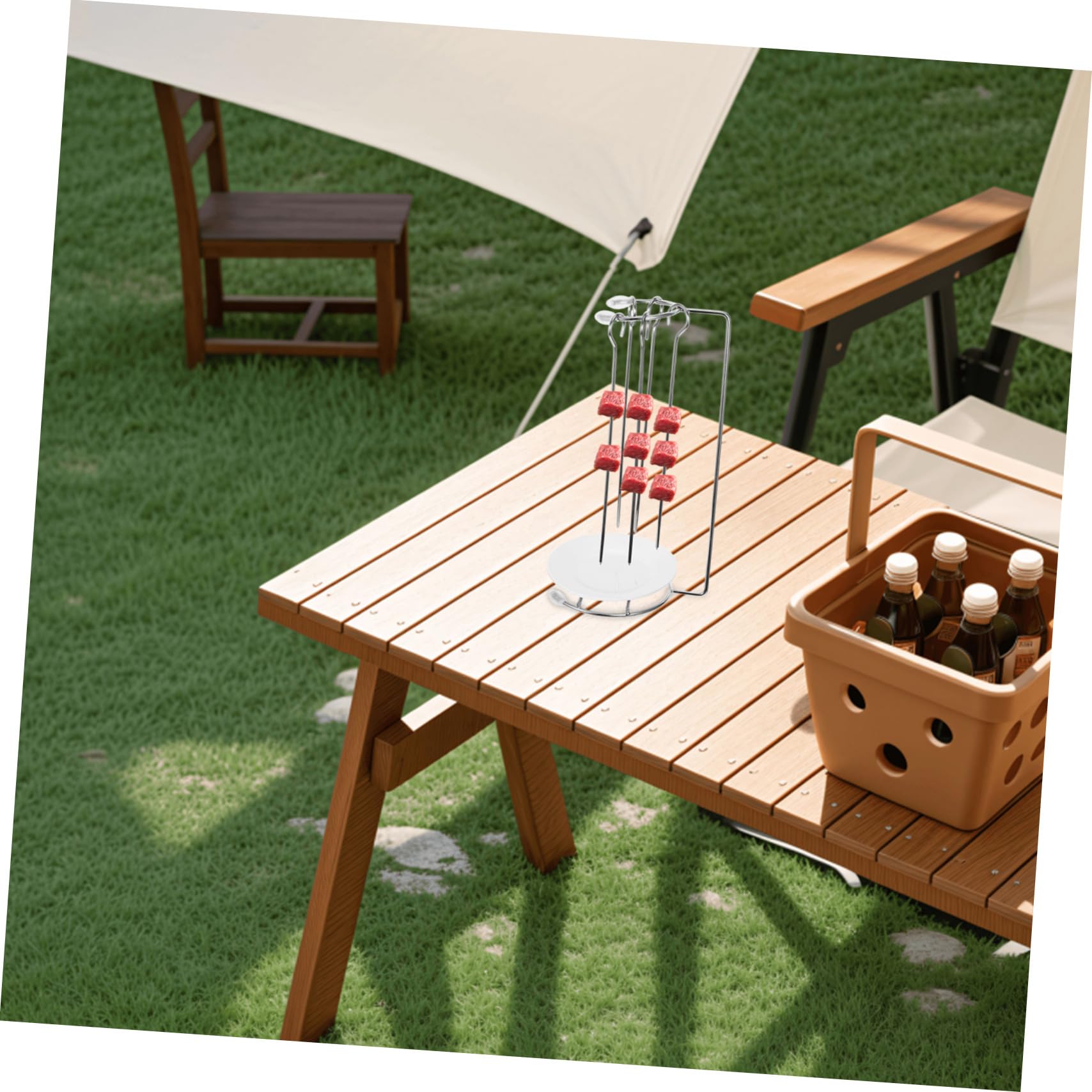Alasum Rack Appendiabiti Accessorio Barbecue Portatile per Barbecue in Acciaio Inossidabile 2 Pezzi, Pratico e Smontabile per Uso All'aperto